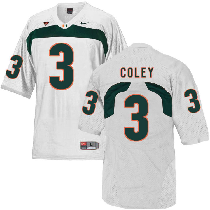 Miami Hurricanes 3 Stacy Coley White College Football Jersey DingZhi